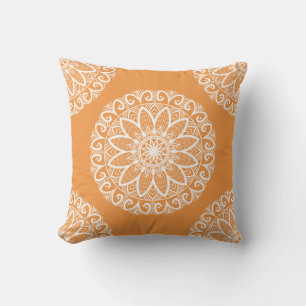 Beautiful orange and white throw pillow