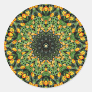Beautiful Orange and Yellow Lantana Kaleidoscope 3 Classic Round Sticker