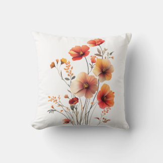 Beautiful Orange and Yellow Spring Flowers Throw Pillow
