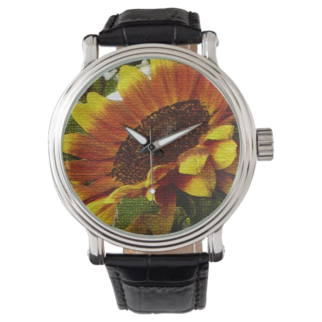 Beautiful Orange and Yellow Sunflower Watch (Front)