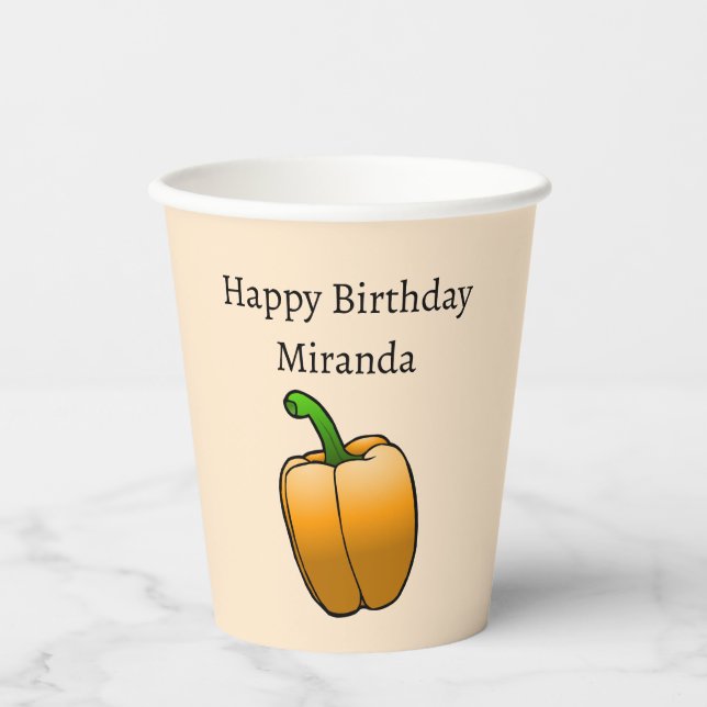 Beautiful Orange Bell Pepper Paper Cups (Front)