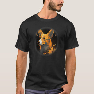 beautiful Orange corgi dog portrait sunflower flow T-Shirt