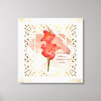 Beautiful Orange Floral Gold Frame Canvas Wall Art