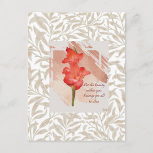 Beautiful Orange Floral Leaf Frame Canvas Postcard