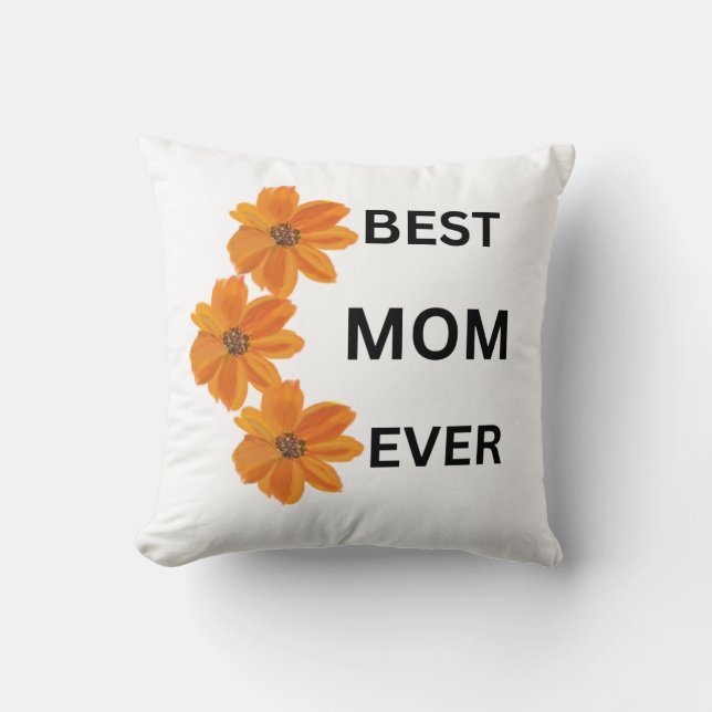 Beautiful Orange floral pillow for Mom (Front)