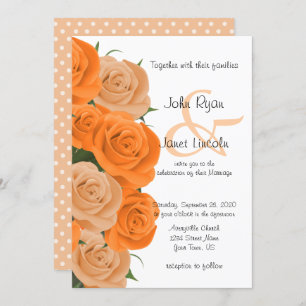 Beautiful Orange Floral Rose Flower Wedding Invitation