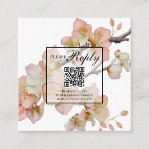 Beautiful orange floral watercolor blossoms RSVP  Enclosure Card