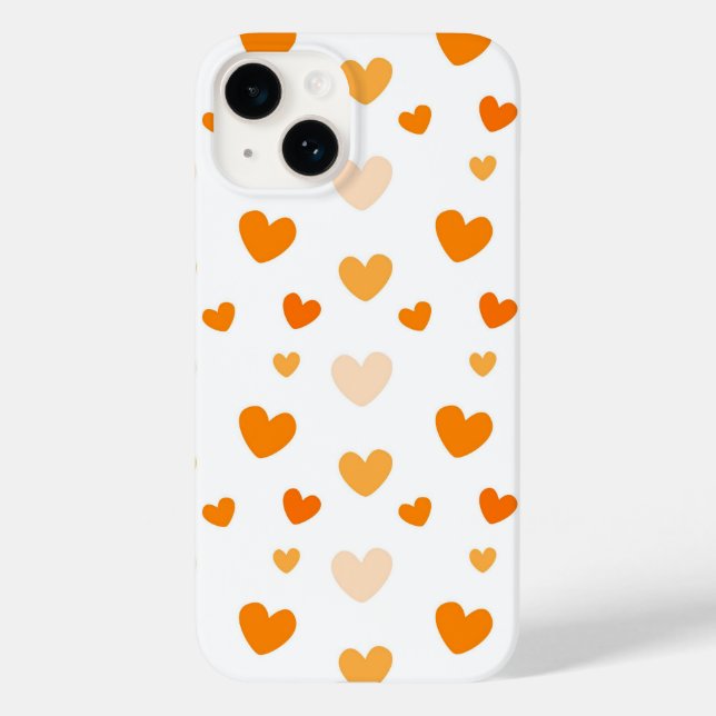 Beautiful orange hearts pattern Case-Mate iPhone case (Back)