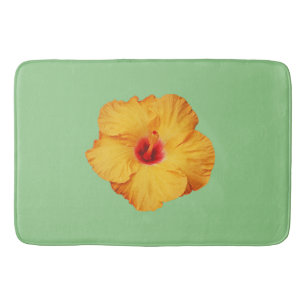 Beautiful orange hibiscus flower bath mat