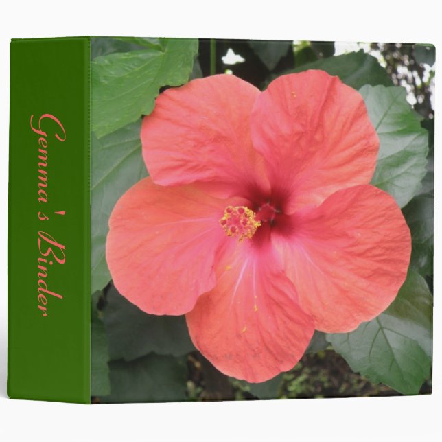 Beautiful Orange Hibiscus Flower Custom Binder (Front/Spine)