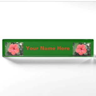 Beautiful Orange Hibiscus Flower Custom Desk Plate