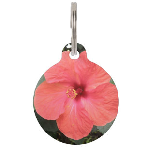 Beautiful Orange Hibiscus Flower Dog Tag