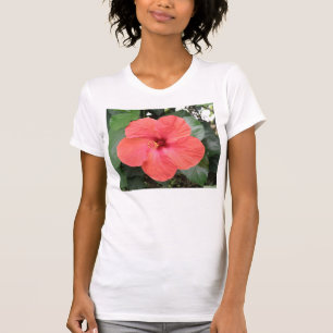 Beautiful Orange Hibiscus Flower Ladies T Shirt