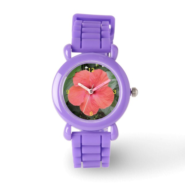 Beautiful Orange Hibiscus fLower Watch Numbered (Front)