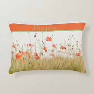 Beautiful Orange Poppy Flower, customizable. Accent Pillow