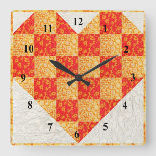 Beautiful Orange Quilted Look Square Wall Clock