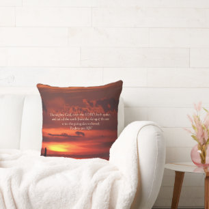 Beautiful Orange Sunrise Art with Bible Verse Throw Pillow