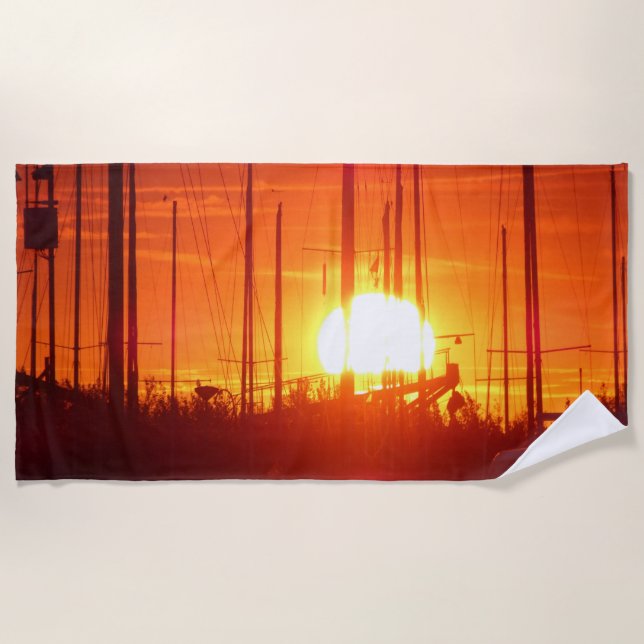Beautiful Orange Sunset Beach Towel (Front)