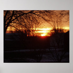 Beautiful Orange Yellow Sunrise in Missouri Poster