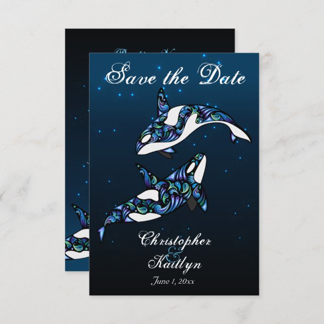 Beautiful Orca Whales Beach Wedding Save the Date Invitation (Front/Back)