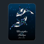 Beautiful Orca Whales Wedding Magnet<br><div class="desc">Beautiful Orca Whales Wedding Invitation with a starry background in shades of blue,  white and black.  It makes a great keepsake,  gift or favour for your guests.</div>