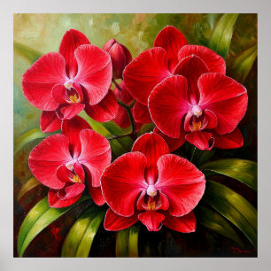 Beautiful Orchids in an Artistic Composition Poster