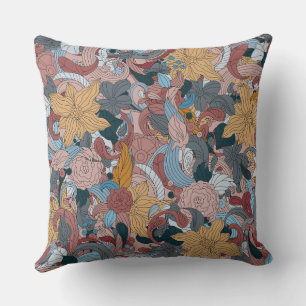 Beautiful Oriental Floral Design  Throw Pillow