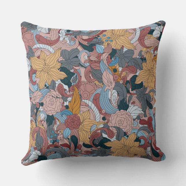 Beautiful Oriental Floral Design  Throw Pillow (Back)
