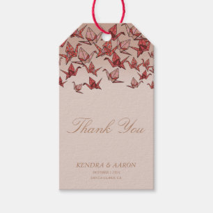 Beautiful Origami Paper Crane Red Thank You Gift Tags