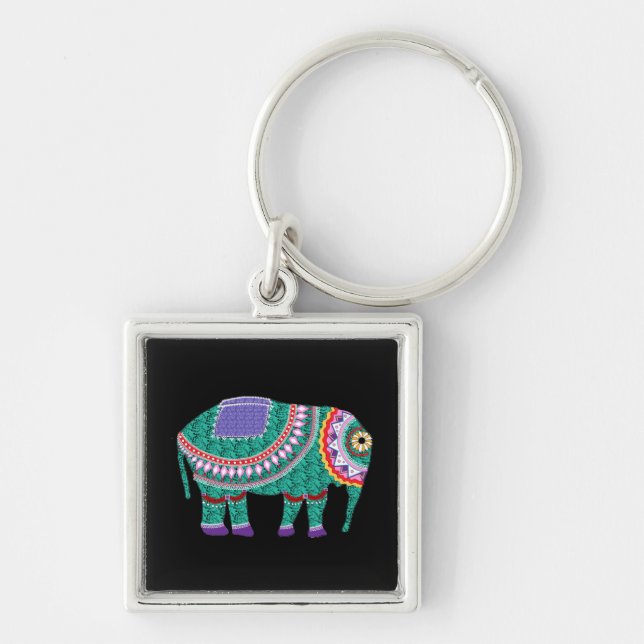 Beautiful Ornate Elephant Keychain (Front)