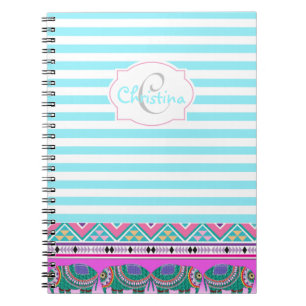 Beautiful Ornate Elephant Monogram Notebook