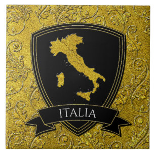 Beautiful Ornate Map of Italy Tile