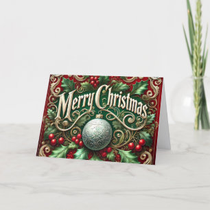 Beautiful Ornate Merry Christmas Holiday Card