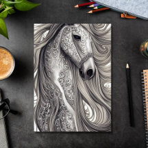 Beautiful Ornate Silver Grey Horse Birthday