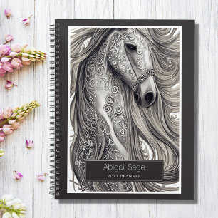 Beautiful Ornate Silver Grey Horse w/ Flowing Mane Planner