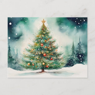 Beautiful Outdoor Christmas Tree Holiday Postcard