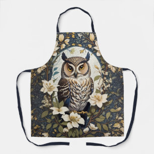 Beautiful Owl And Jasmine Flowers  Apron