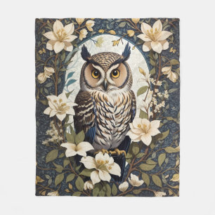 Beautiful Owl And Jasmine Flowers  Fleece Blanket