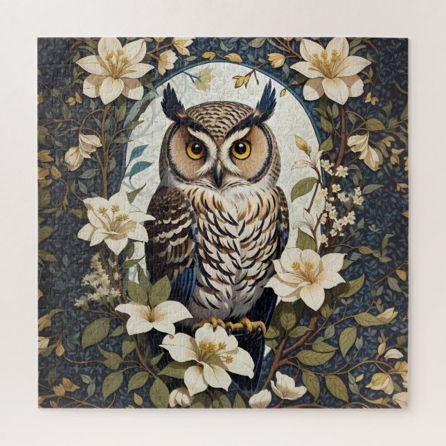 Beautiful Owl And Jasmine Flowers  Jigsaw Puzzle (Vertical)