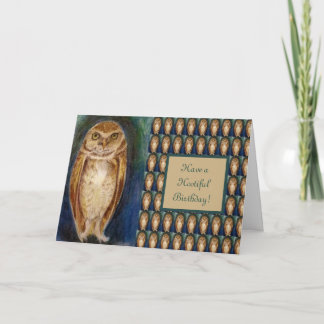 Beautiful Owl Art Birthday Card, Elegant Him/Her Card