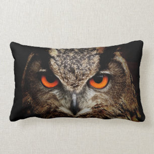 Beautiful Owl with Orange Eyes Throw Pillow