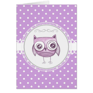 Beautiful Owl with Pastel Polka Dots Lavender