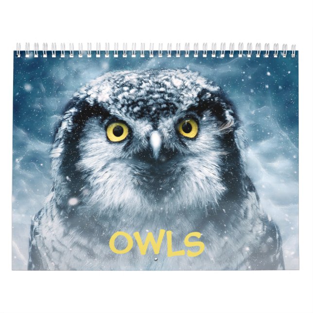 Beautiful Owls Elegant Wall Calendar (Cover)