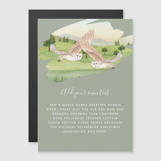 Beautiful OWLS flying in countryside Personalized (Front/Back)