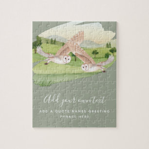 Beautiful OWLS flying in countryside Personalized Jigsaw Puzzle