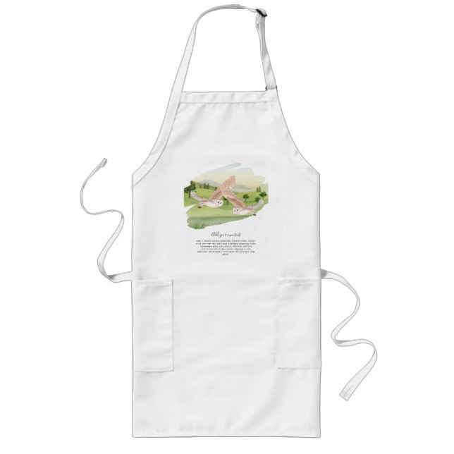 Beautiful OWLS flying in countryside Personalized Long Apron (Front)