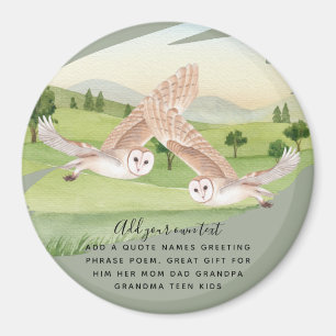 Beautiful OWLS flying in countryside Personalized Magnet
