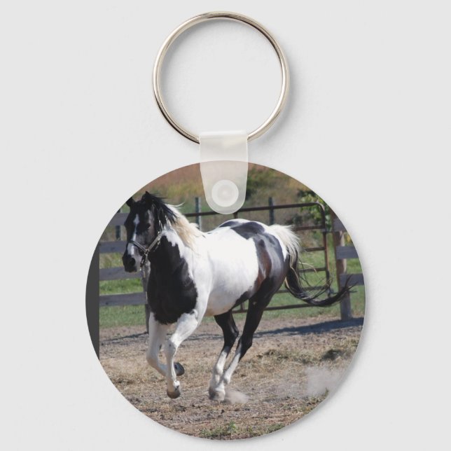 Beautiful Paint Pinto Horse Keychain (Front)