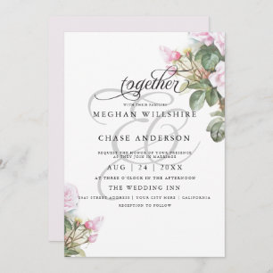 Beautiful Painted Pink Roses  BarefootBride™ Invitation