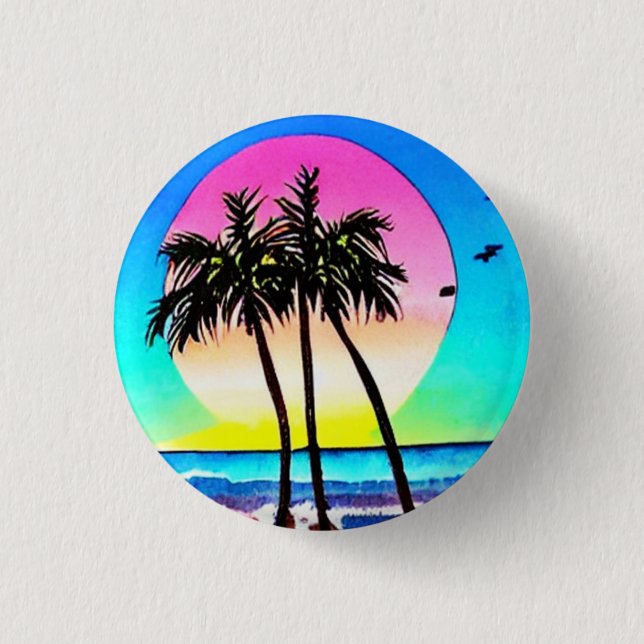 Beautiful Painting of Sunset at beach 1 Inch Round Button (Front)